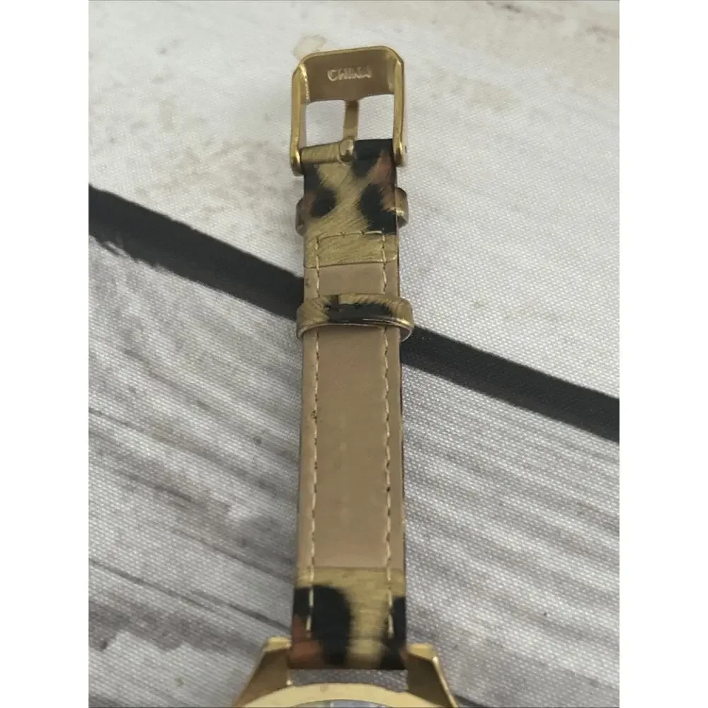 Charming Charlie Gold Tone Cheetah Print Band Women’s Quartz Watch